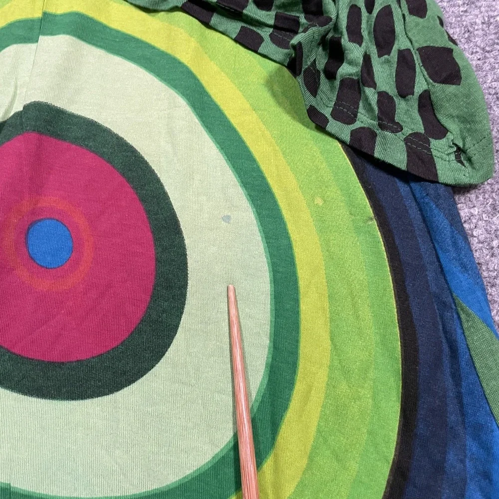 Desigual Tank Dress Size Large Assymetrical Hem Beaded Checkered Print Colorful - Picture 6 of 11